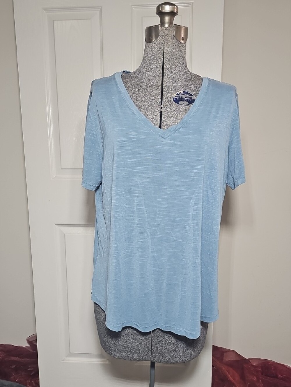 Mod Ref Blue Modal Blend V-Neck Short Sleeve Tee Shirt XL